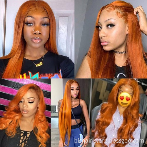 Wholesale orange hair tress extension 100% real hair straight hair suitable for women 8-28 inch Remy1/3/4 strands